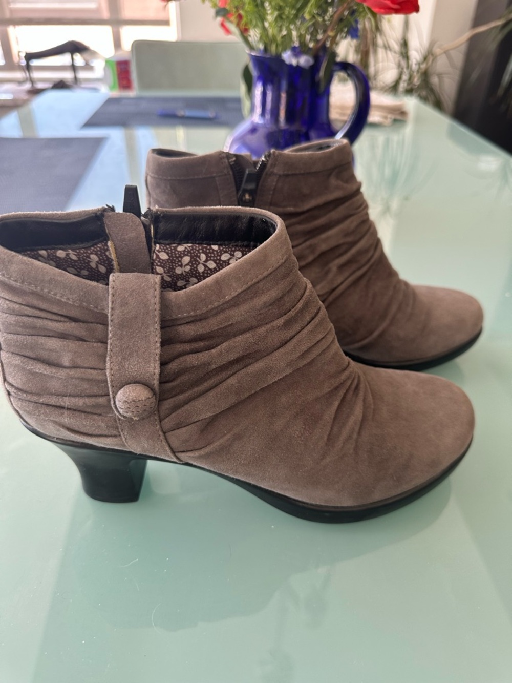 DANSKO - Women's Taupe / Gray Suede Ankle Booties size 39 / US 8.5